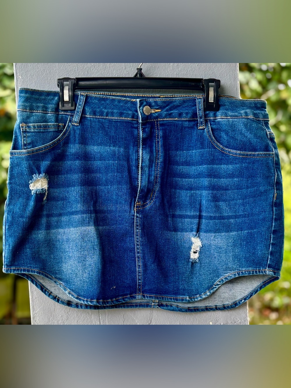 SHEIN Blue Distressed Denim Mini Skirt XXXL
